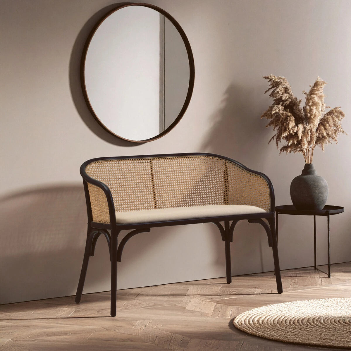 Century dining bench with arms