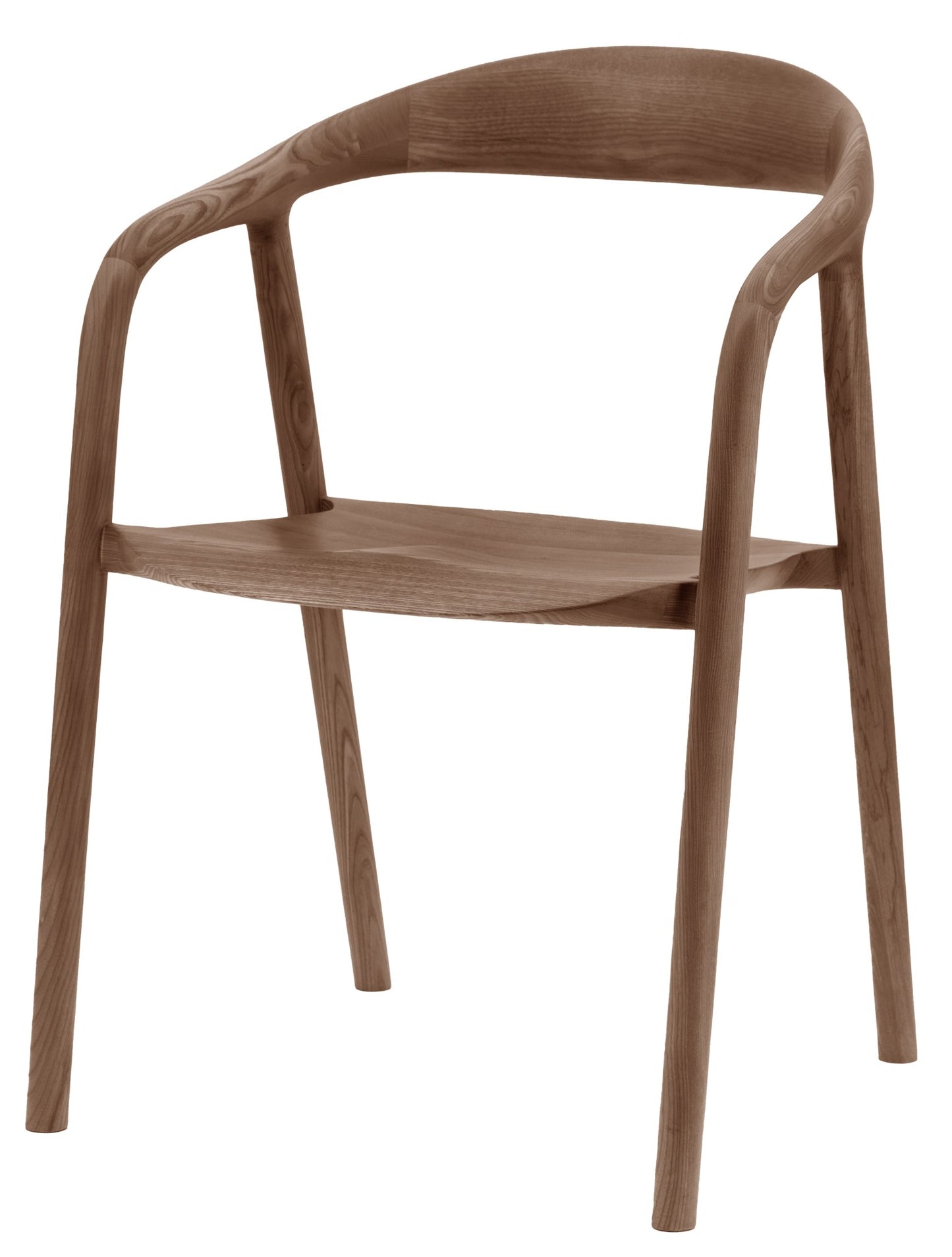 Midro walnut dining chair with arms - unupholstered