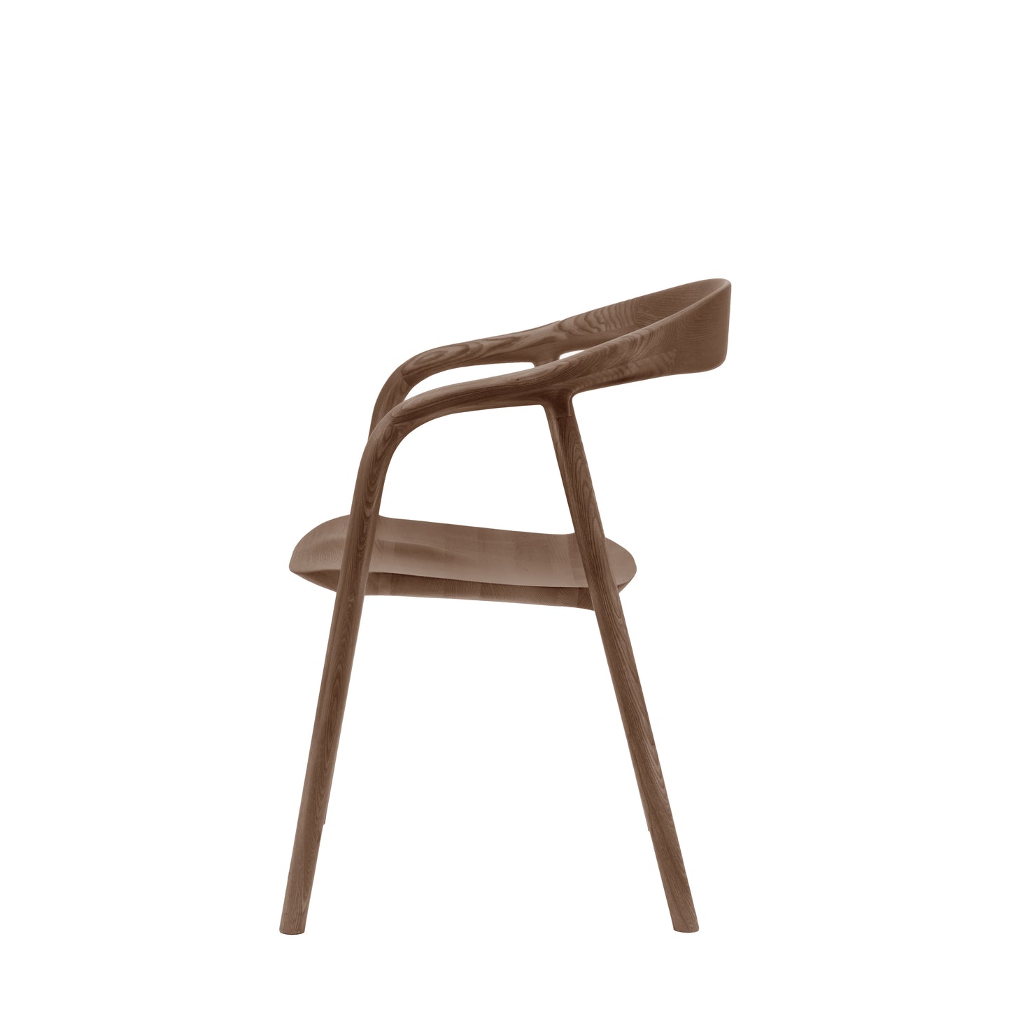 Midro walnut dining chair with arms - unupholstered