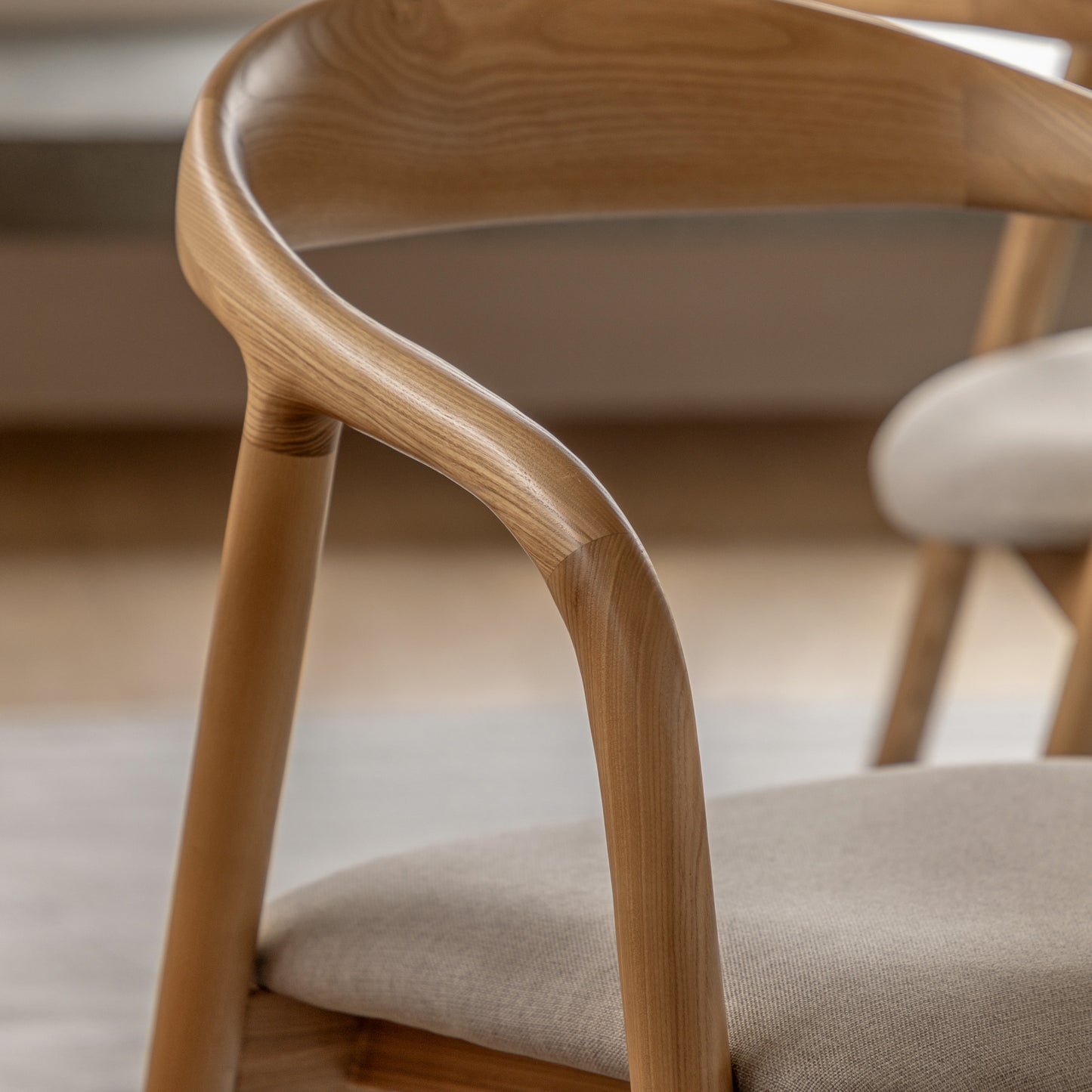 Midro oak dining chair with arms - upholstered seat