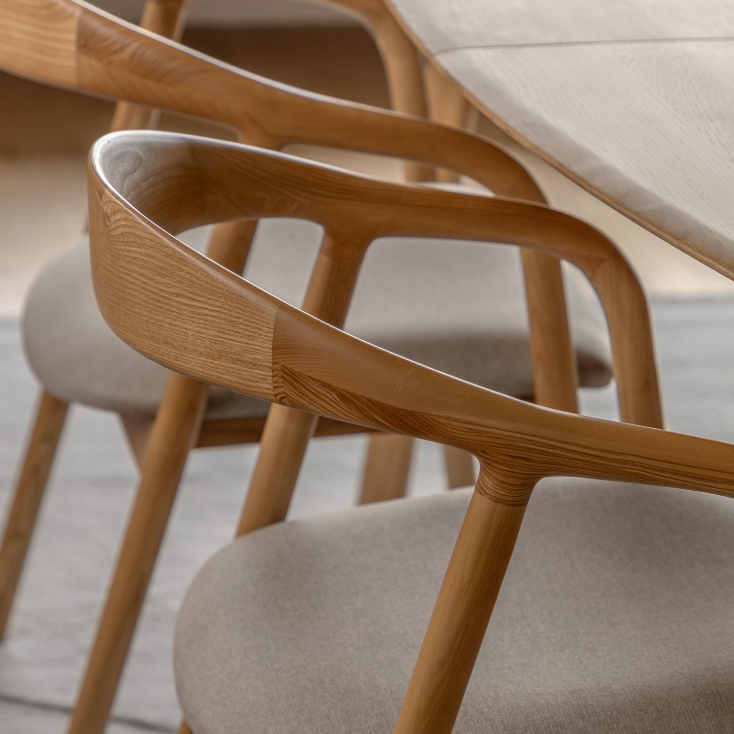 Midro oak dining chair with arms - upholstered seat