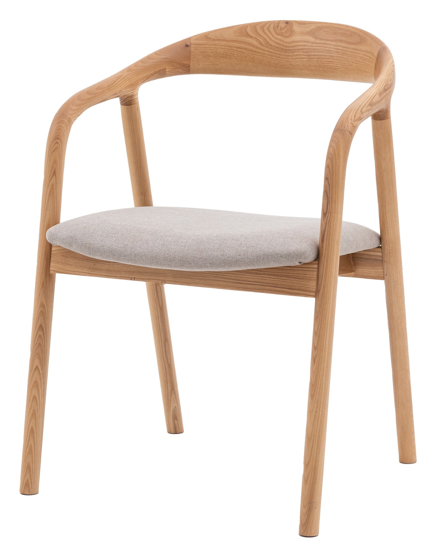 Midro oak dining chair with arms - upholstered seat