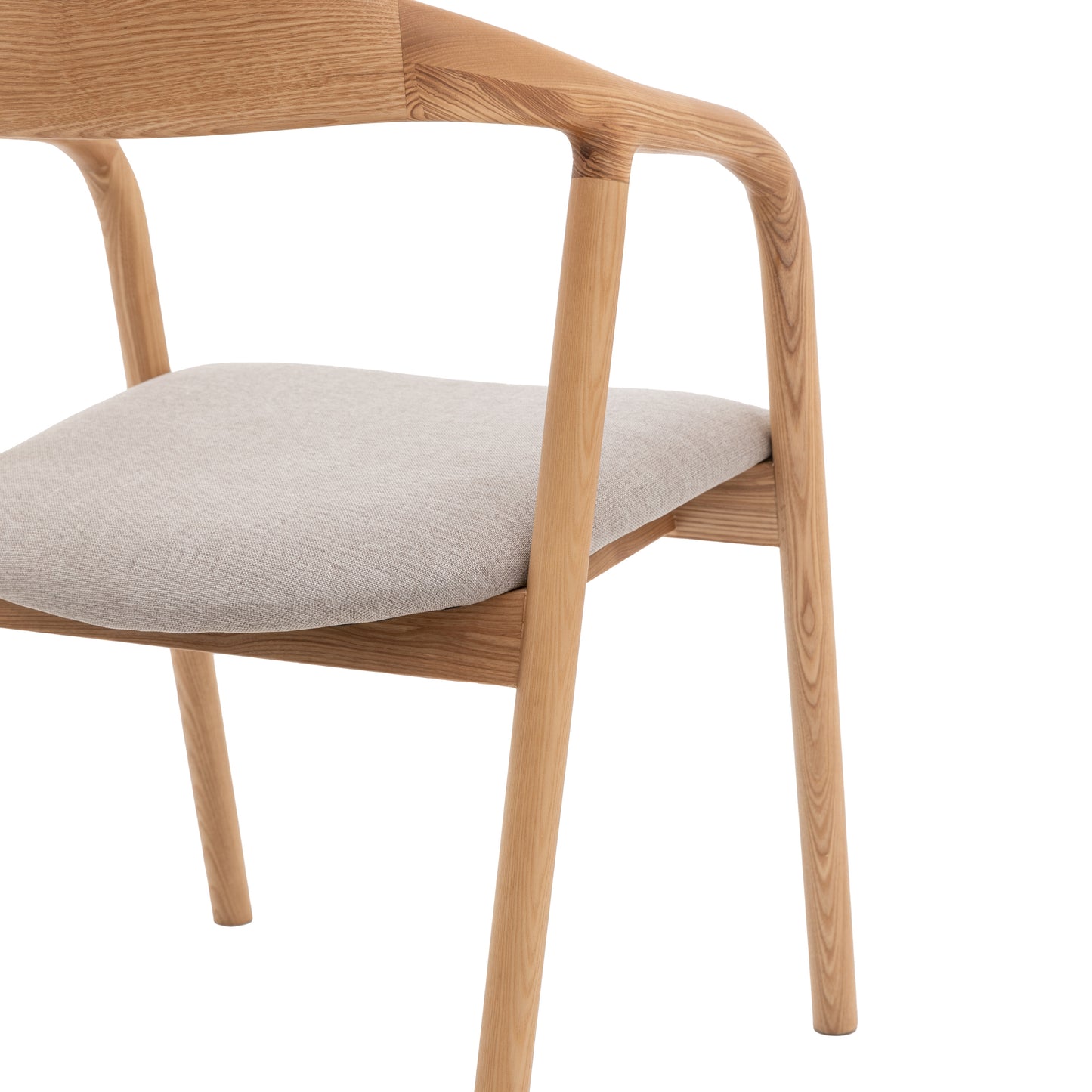 Midro oak dining chair with arms - upholstered seat
