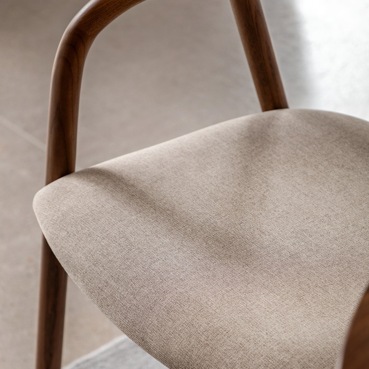 Midro walnut dining chair with arms - upholstered seat