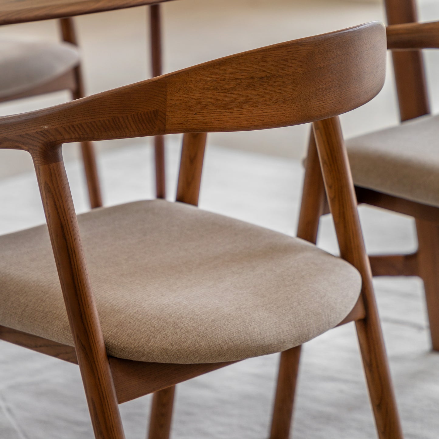 Midro walnut dining chair with arms - upholstered seat