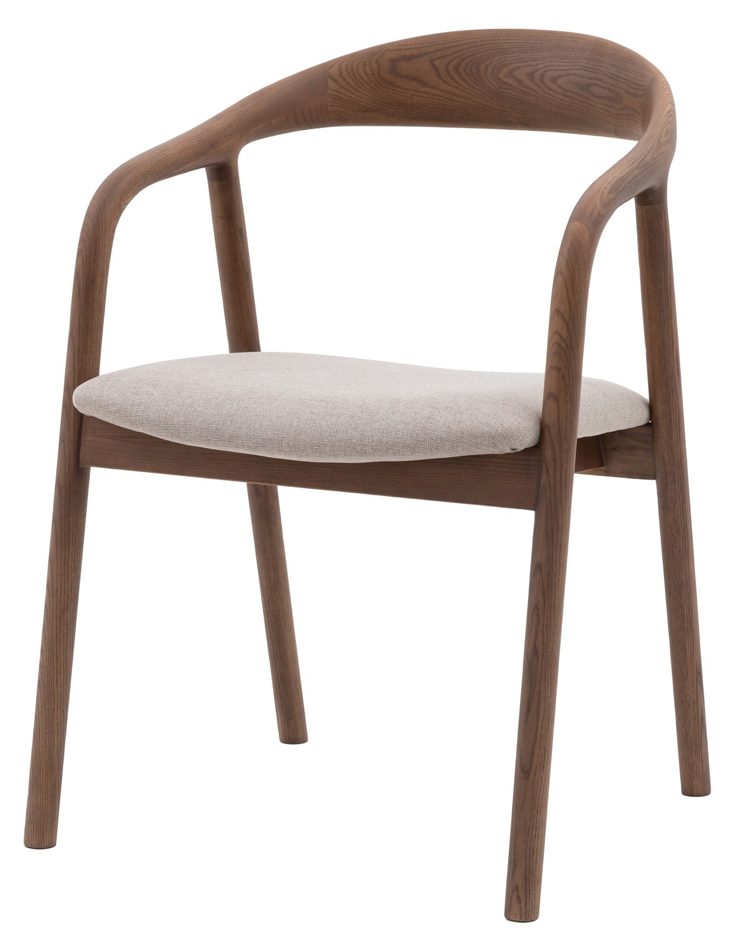 Midro walnut dining chair with arms - upholstered seat