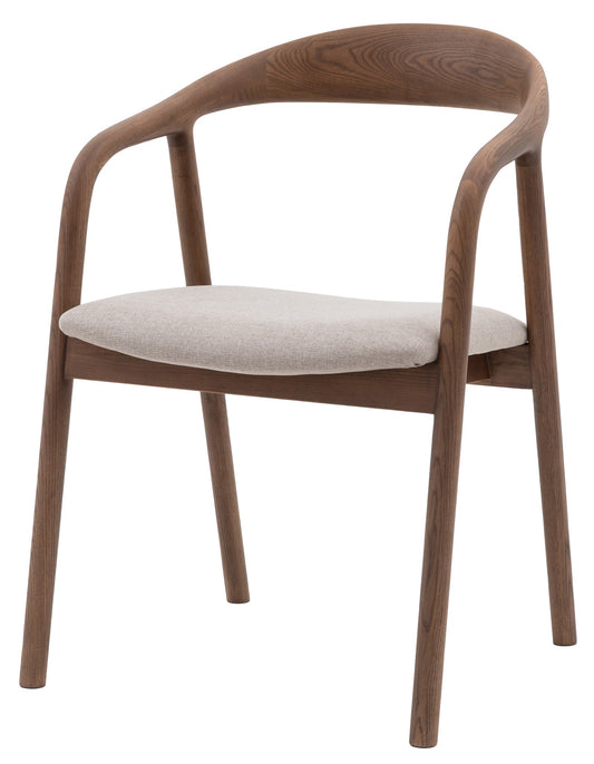 Midro walnut dining chair with arms - upholstered seat