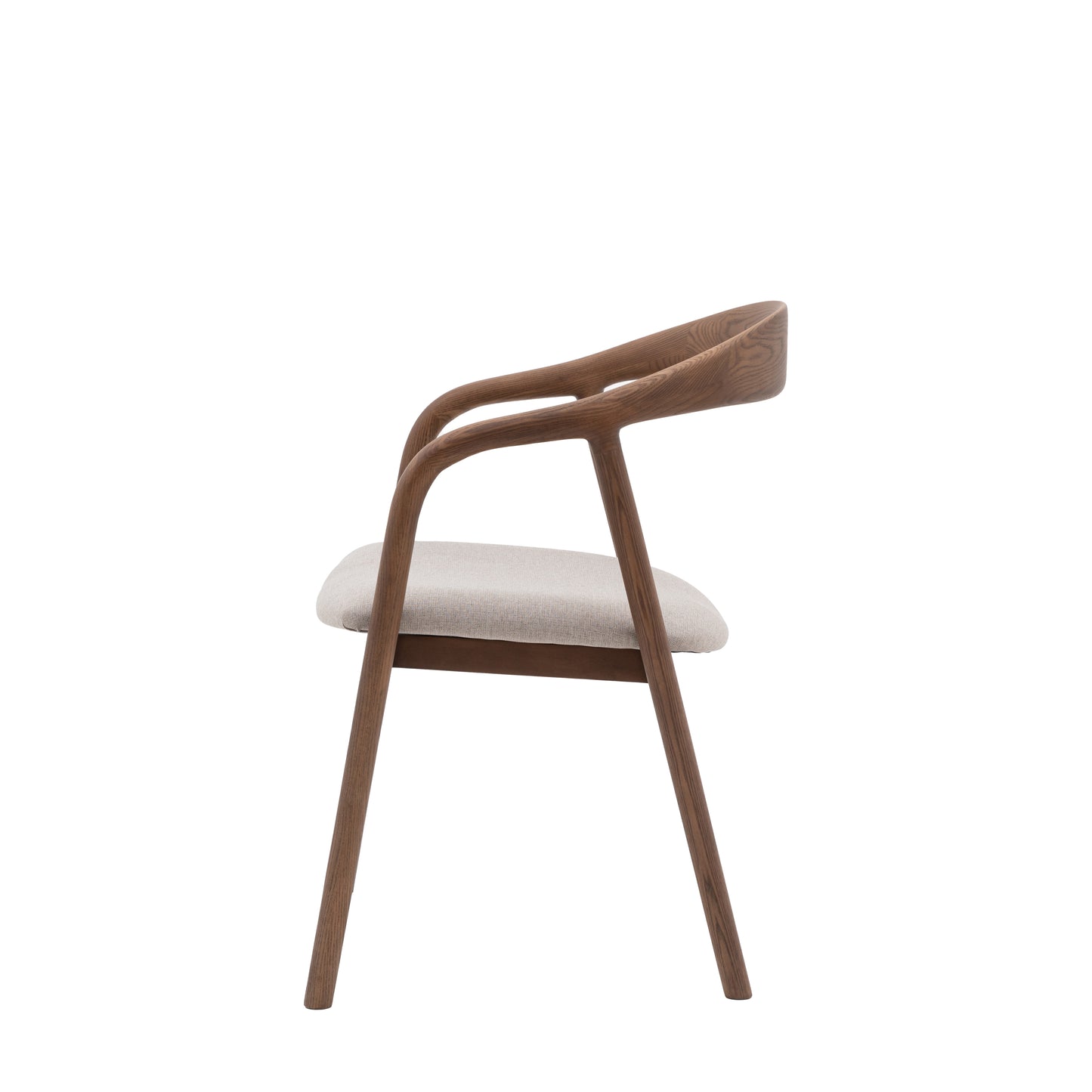 Midro walnut dining chair with arms - upholstered seat
