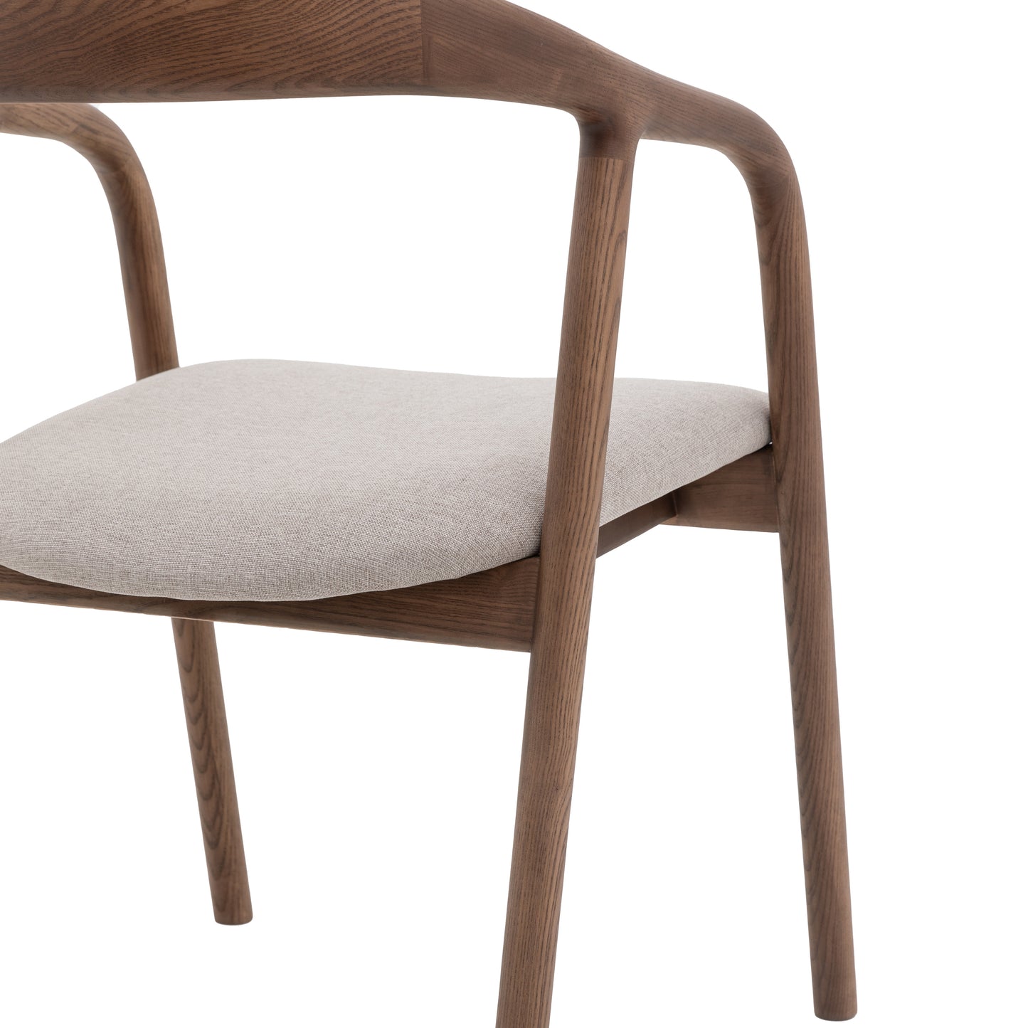 Midro walnut dining chair with arms - upholstered seat